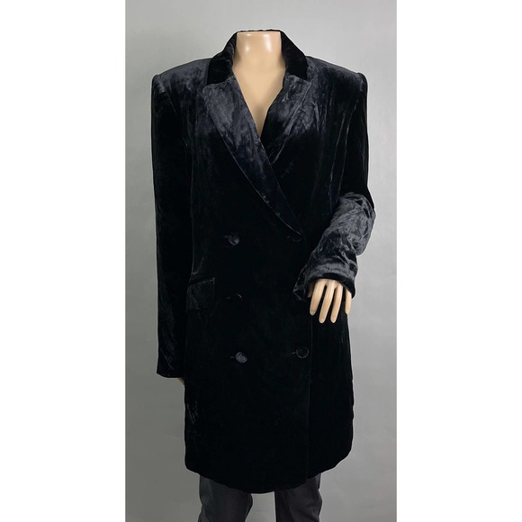 L'AGENCE Dress Women 2 Double Breasted Blazer Mini Black Velvet Silk Blend NWT